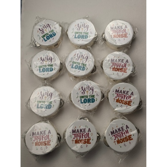 Other - 12pc Mini Tambourine Set Vacation Bible Sunday School Christian Catholic Verses